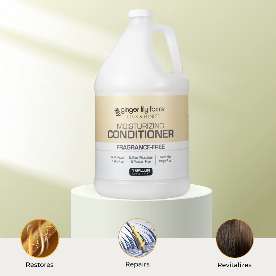 Ginger Lily Farms Club & Fitness Moisturizing Conditioner for Dry Hair, 100% Vegan & Cruelty-Free, Fragrance Free, 1 Gallon (128 fl oz) Refill Beauty and Personal Care Ginger Lily Farms