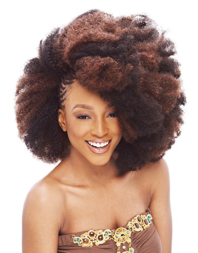 Janet Collection Synthetic Hair Braids Noir Afro Kinky Bulk 24" (6-Pack, 1B)
