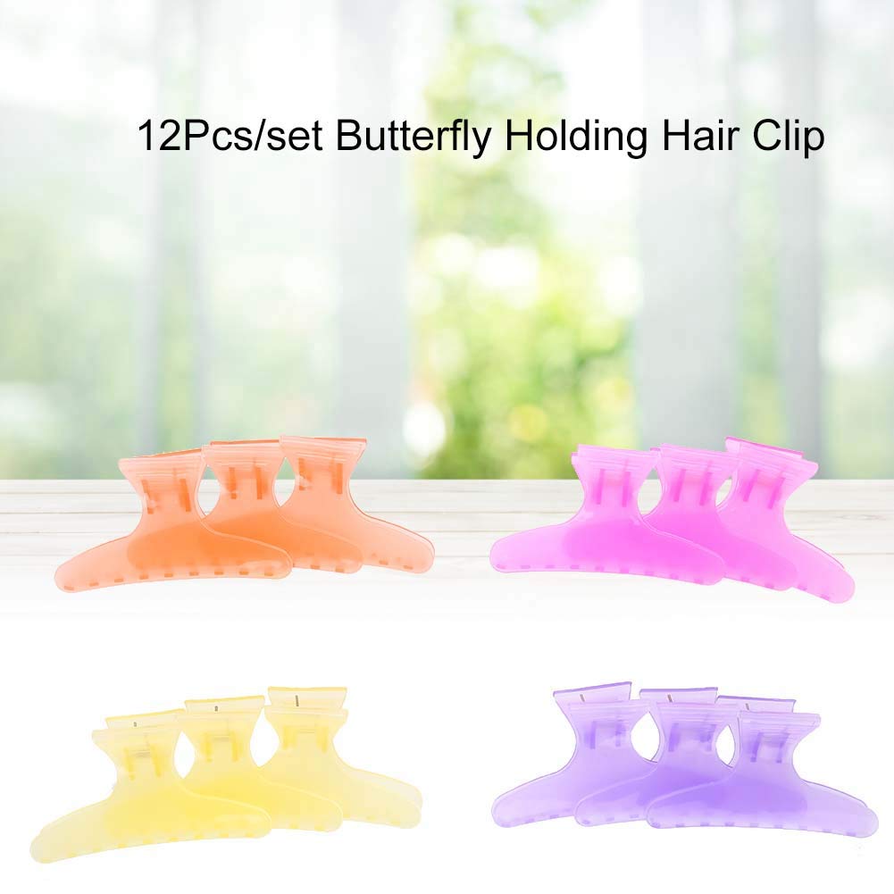 12Pcs Professional Salon Hair Claw, Butterfly Holding Hair Clip, Non-slip Butterfly Hair Clamps Chic Styling Claw Hair Clamps Salon Hair Color Perm Beauty & Personal Care Vruping