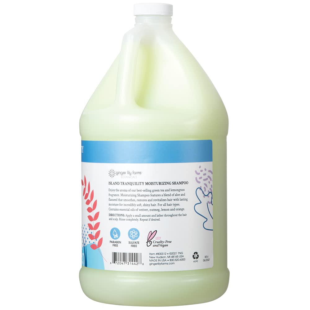 Ginger Lily Farms Botanicals Moisturizing Shampoo for All Hair Types, Island Tranquility, 100% Vegan & Cruelty-Free, Green Tea Lemongrass Scent, 1 Beauty and Personal Care Ginger Lily Farms