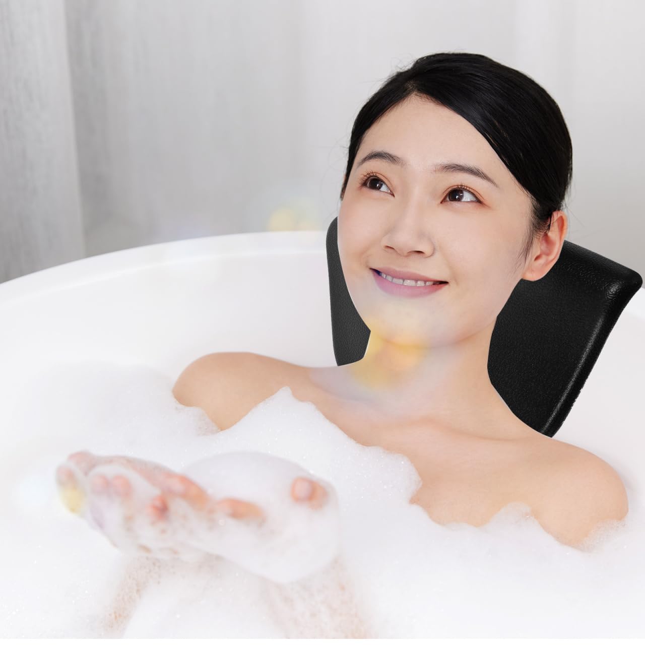 Healifty Bath Pillow for Tub with Suction Cups Removable Pu Headrest Cushion Neck and Back Support Waterproof Spa Pillow for Relaxing Soak 4.1 X 2.4 Beauty and Personal Care Healifty