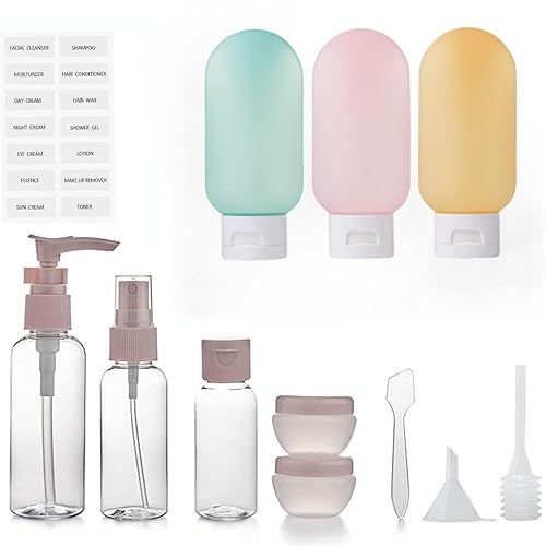 ZLSSETEC 12pack Travel Bottles for Toiletries, TSA Approved Travel Size Toiletries Containers, Travel Bottles Set with Labels Leakproof Squeezable Beauty & Personal Care ZLSSETEC
