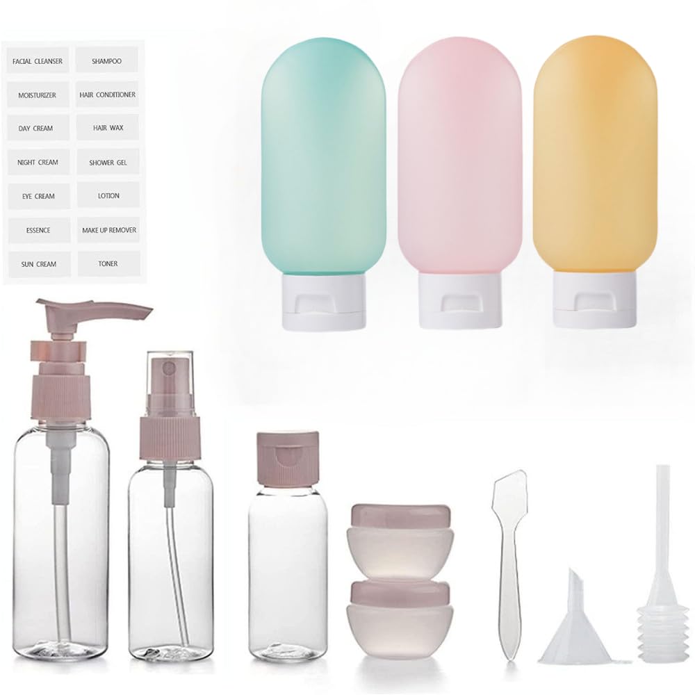 ZLSSETEC 12pack Travel Bottles for Toiletries, TSA Approved Travel Size Toiletries Containers, Travel Bottles Set with Labels Leakproof Squeezable Beauty & Personal Care ZLSSETEC