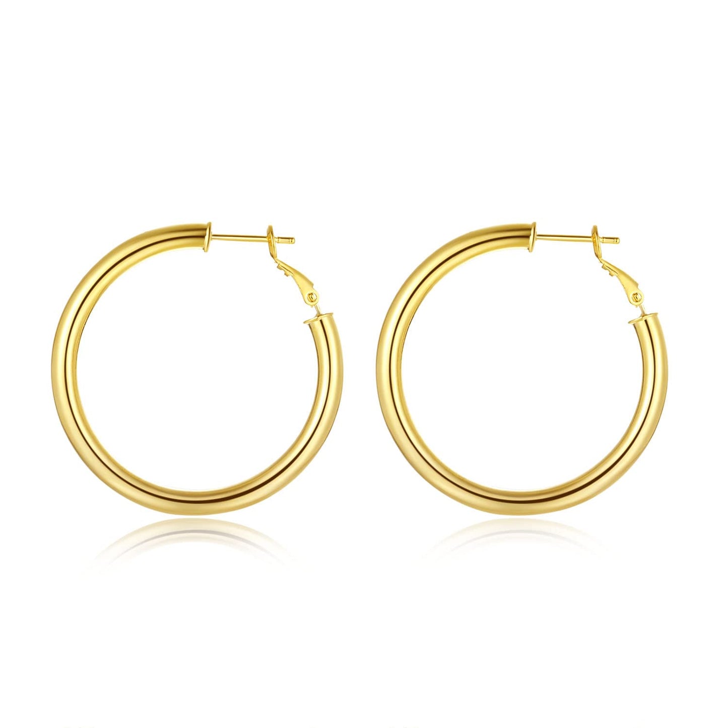 Doubnine Tube Hoop Earrings Gold Lightweight Large Earrings Women Fashion Jewelry (50mm, gold) Beauty & Personal Care Doubnine