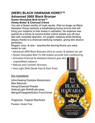 Black Hawaiian Honey Advanced 200X Black Bronzer 13.5oz Beauty & Personal Care Brown Sugar