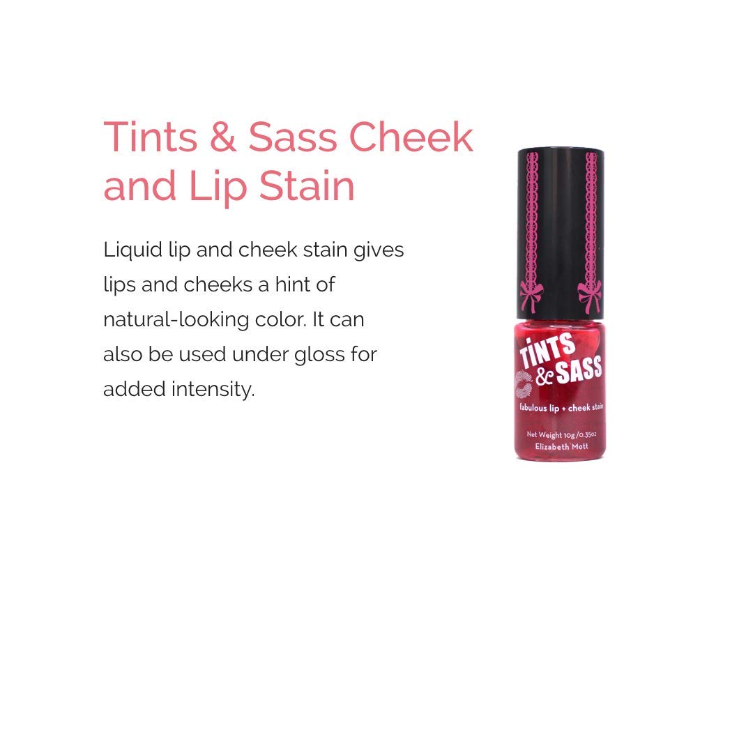 Elizabeth Mott Tints & Sass Lip and Cheek Stain - Long-Lasting Rosy Pink Tint for Lips & Cheeks, Natural Buildable Color, Smudge-Proof, Lightweight Beauty & Personal Care Elizabeth Mott