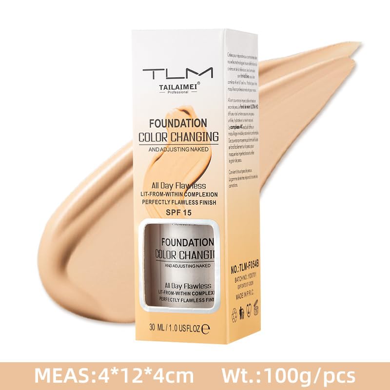 TLM Foundation Color Changing,TLM Colour Changing Liquid Foundation Hides Wrinkles & Lines,BB Cream Makeup Base Concealer Cover Moisturizing Fluid Beauty & Personal Care nvyue