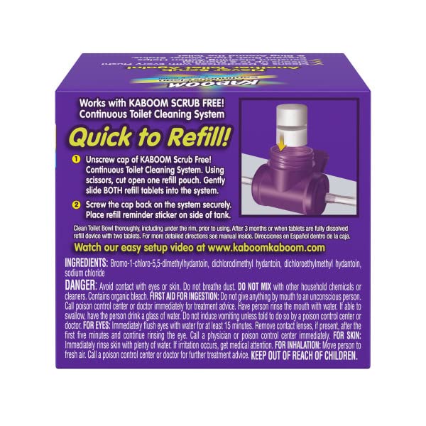 Kaboom Scrub Free! Continuous Clean Toilet Cleaning System Refill, 1 Box with 2 Refill Pouches Beauty & Personal Care Kaboom