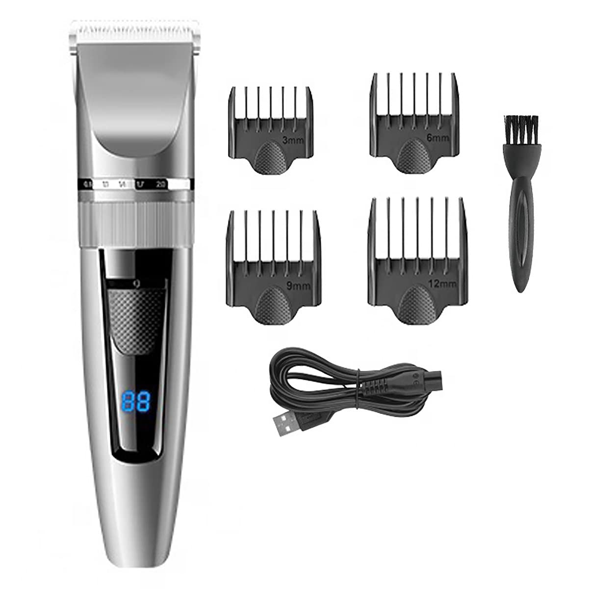 GLESVOWIO Pro Hair Clipper Clippers Cordless Ceramic Blade Trimmer Electric Professional Cutting Grooming Kit Rechargeable LED Display Beauty and Personal Care GLESVOWIO