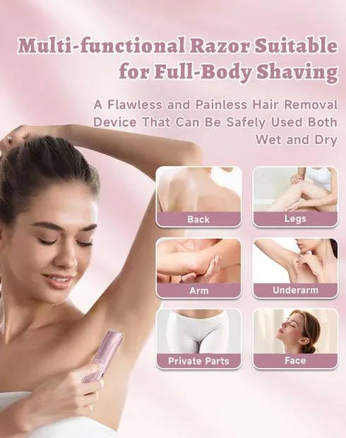Dermavel Trimmer 2.0 Women, Ergonomic 2-in-1 Body & Facial Hair Trimmer, Luxury Skin Gentle Electric Razor, Waterproof Rechargeable Grooming Shaver Beauty and Personal Care Dermavel