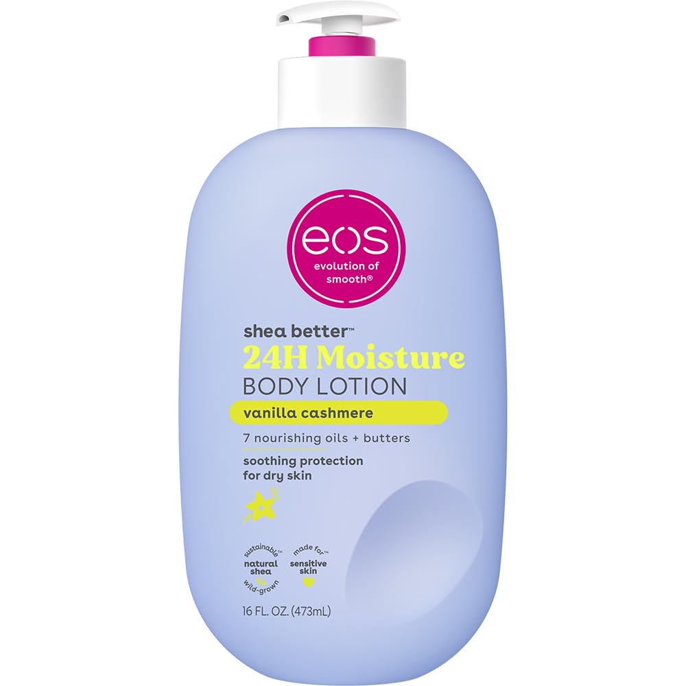 eos Shea Better Body Lotion Vanilla Cashmere, 24-Hour Moisture Skin Care, Lightweight & Non-Greasy, Natural Shea, Vegan, Vanilla Body Lotion Beauty & Personal Care eos