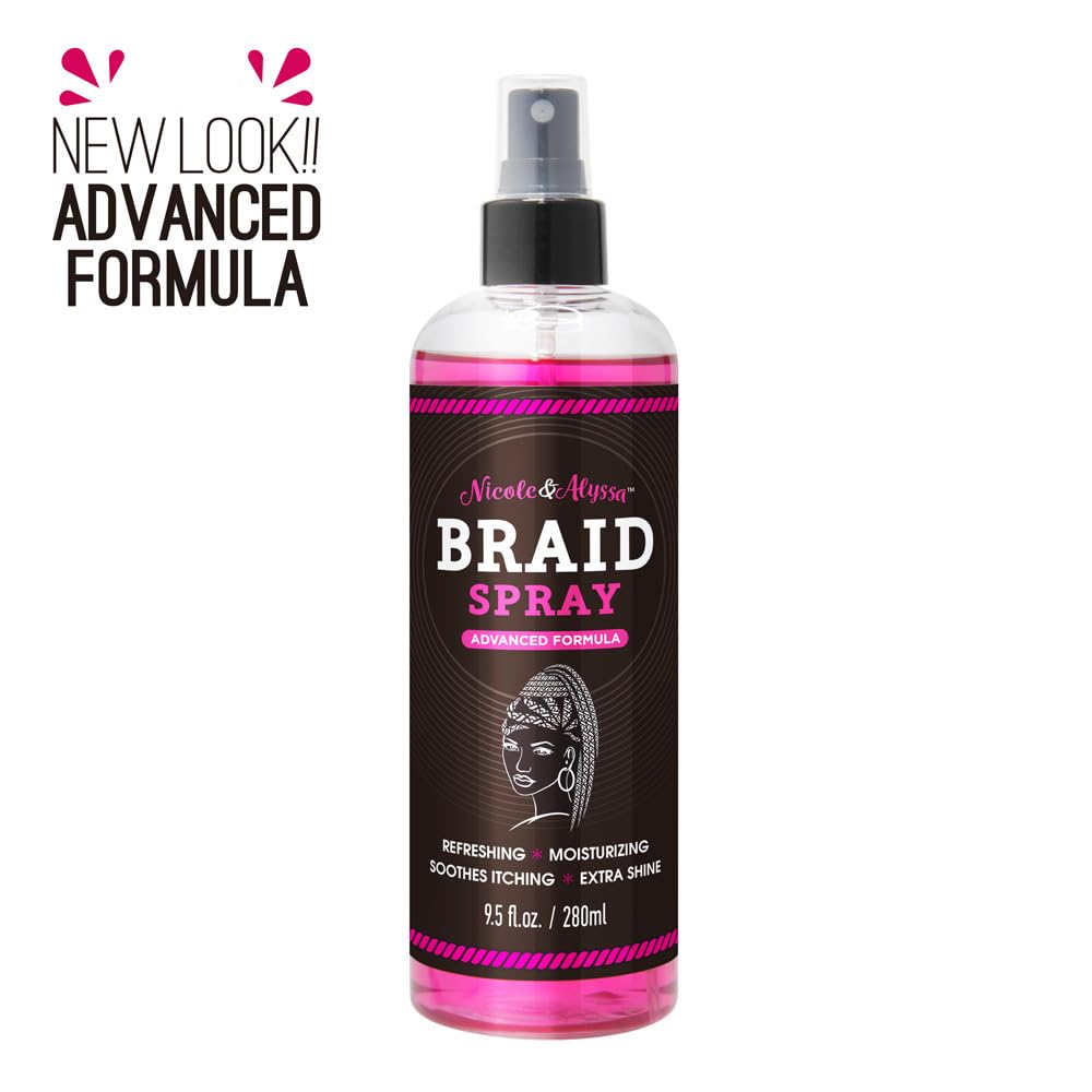 Nicole & Alyssa - Braid Spray 9.5oz - for BOHO Braids, Twists, Locs, Box Braids, Knotless Braids, Cornrows - Braid Sheen, Refreshing, Moisturizing Beauty & Personal Care Nicole & Alyssa
