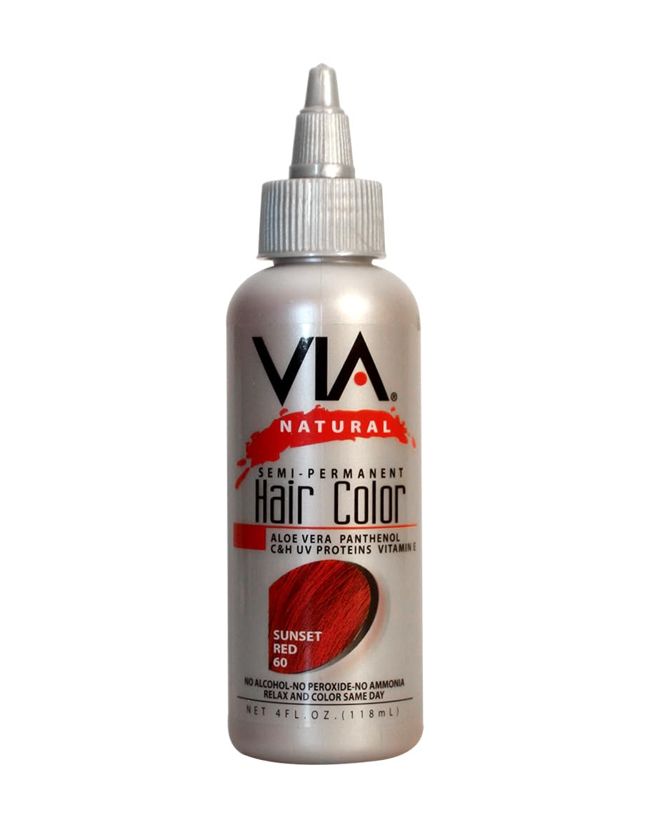Via Natural Semi-Permanent Hair Color, 4oz - Sunset Red #60 Beauty & Personal Care leebeauty.com