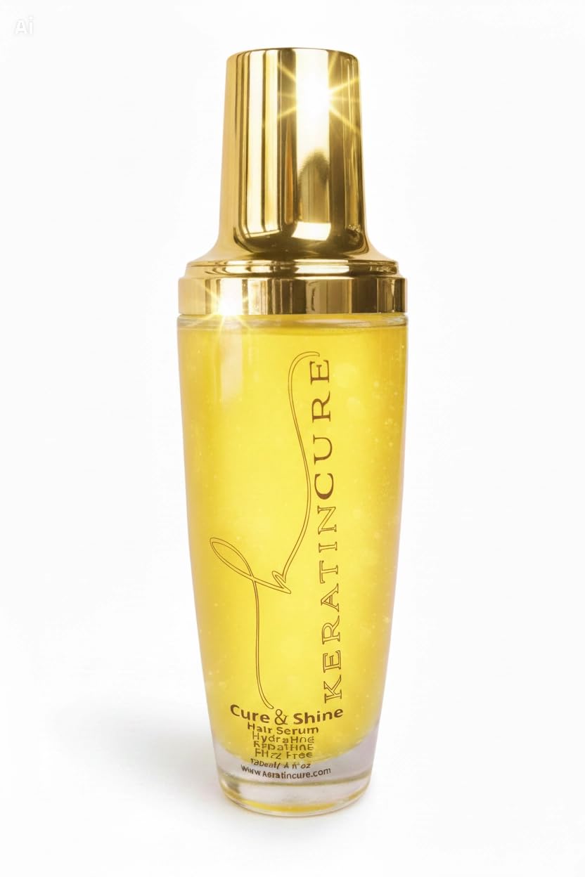 Keratin Cure Hair Serum - Anti-Frizz, Shine & Heat Protectant with Argan, Marula & Coconut Oil | Lightweight Leave-In Treatment for Straight, Wavy Beauty & Personal Care Keratin Cure
