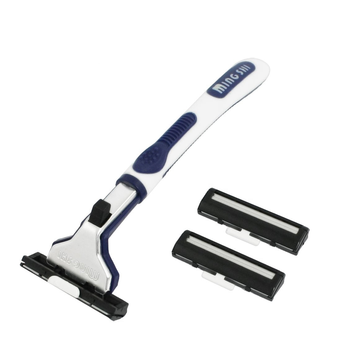 Ruilogod Men White Blue Non- Plastic Handle Manual Shaver w 3 Blades (id: eaf ddb 297 bc5 385 Beauty and Personal Care Ruilogod