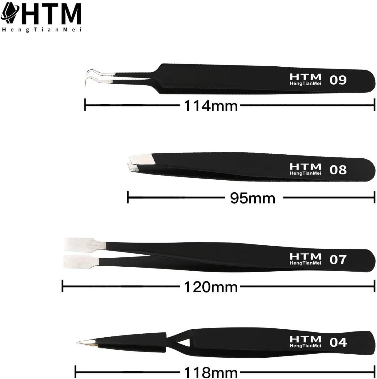 HengTianMei Precision Tweezers Set, ESD Anti-Static Stainless Steel Tweezers Set for Craft, Jewelry, Electronics, Laboratory Work (14 PCS) Beauty & Personal Care HengTianMei