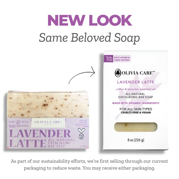 Olivia Care Exfoliating Bar Soap, Coffee Beans, 100% Natural, Organic Ingredients, Clean Energize Mind Body, Full of Vitamin & Antioxidants (Lavender Beauty & Personal Care Olivia Care