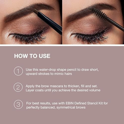 EBIN NEW YORK Secret of Pharaoh Dual Eyebrow Pencil & Mascara Natural Espresso | 2-in-1 Brow Pencil & Gel | Water-Resistant, Long-Lasting, Natural Beauty & Personal Care EBIN NEW YORK