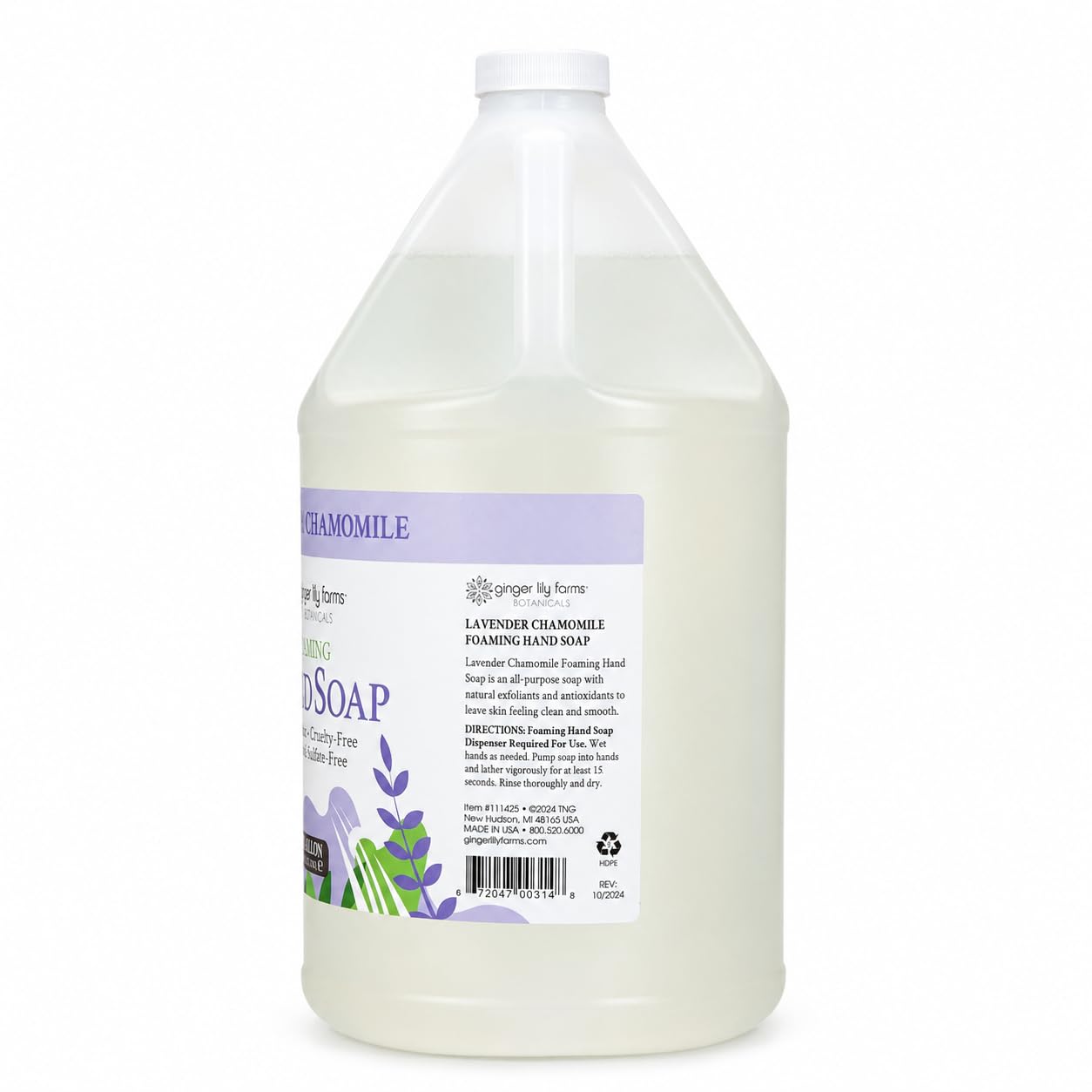 Ginger Lily Farms Botanicals All-Purpose Foaming Hand Soap Refill, 100% Vegan & Cruelty-Free, Lavender Chamomile Scent, 1 Gallon (Pack of 4) Beauty & Personal Care Ginger Lily Farms
