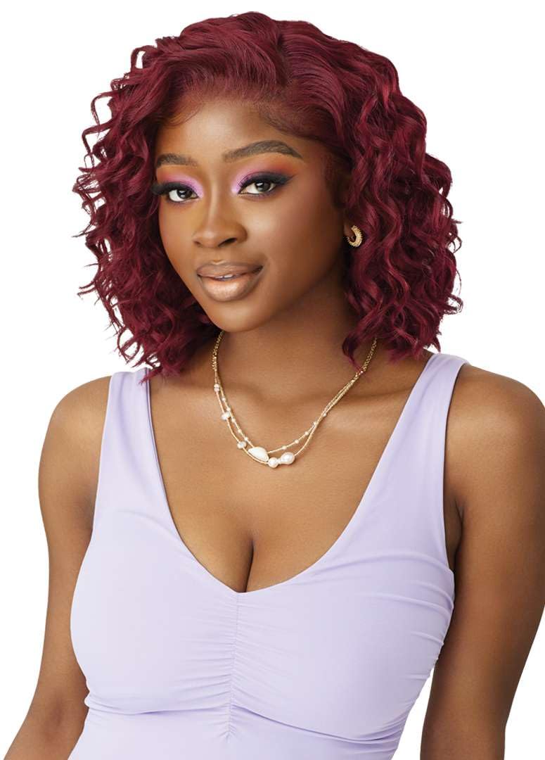 Outre Airtied 100% Fully Hand-Tied Wig - Human Hair Blend - Loose Deep 12" (GINGER BROWN)