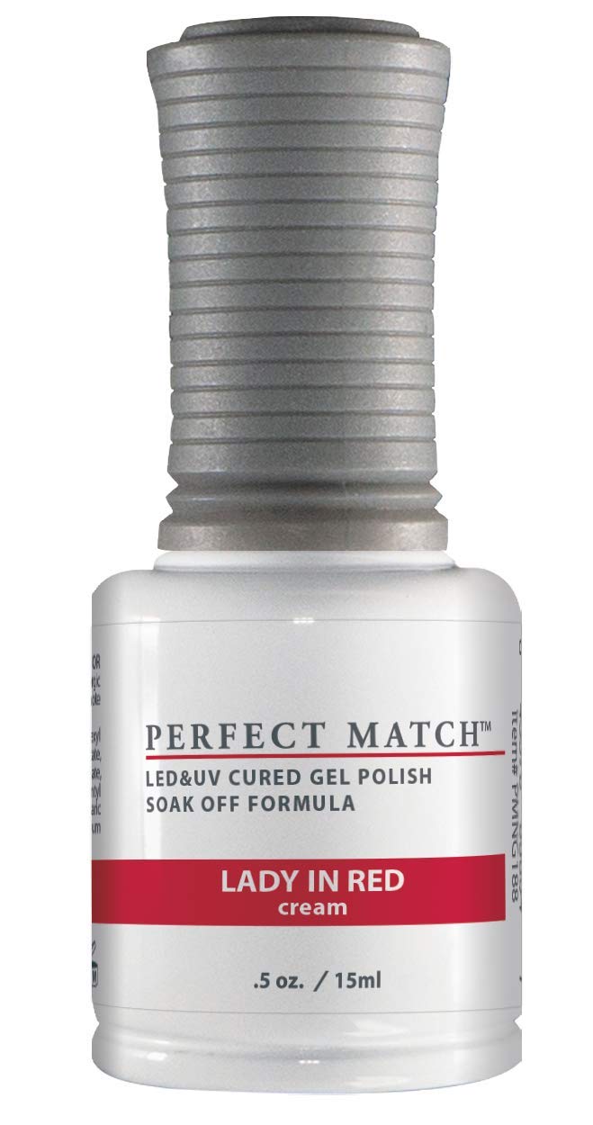LeChat Perfect Match Gel Polish, Lady In Red Nail laquer, 0.5 Ounce/gel polish soak off cream 0.5ounce. (PMS188)
