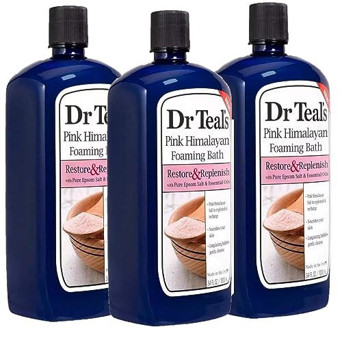 Dr Teal's Pink Himalayan Salt Foam Bath Gift Set (3 Pack, 34oz Ea.) - Essential Bergamot & Sweet Orange Oils Blended with Pure Epsom Salt Soothes Beauty and Personal Care Dr Teal's