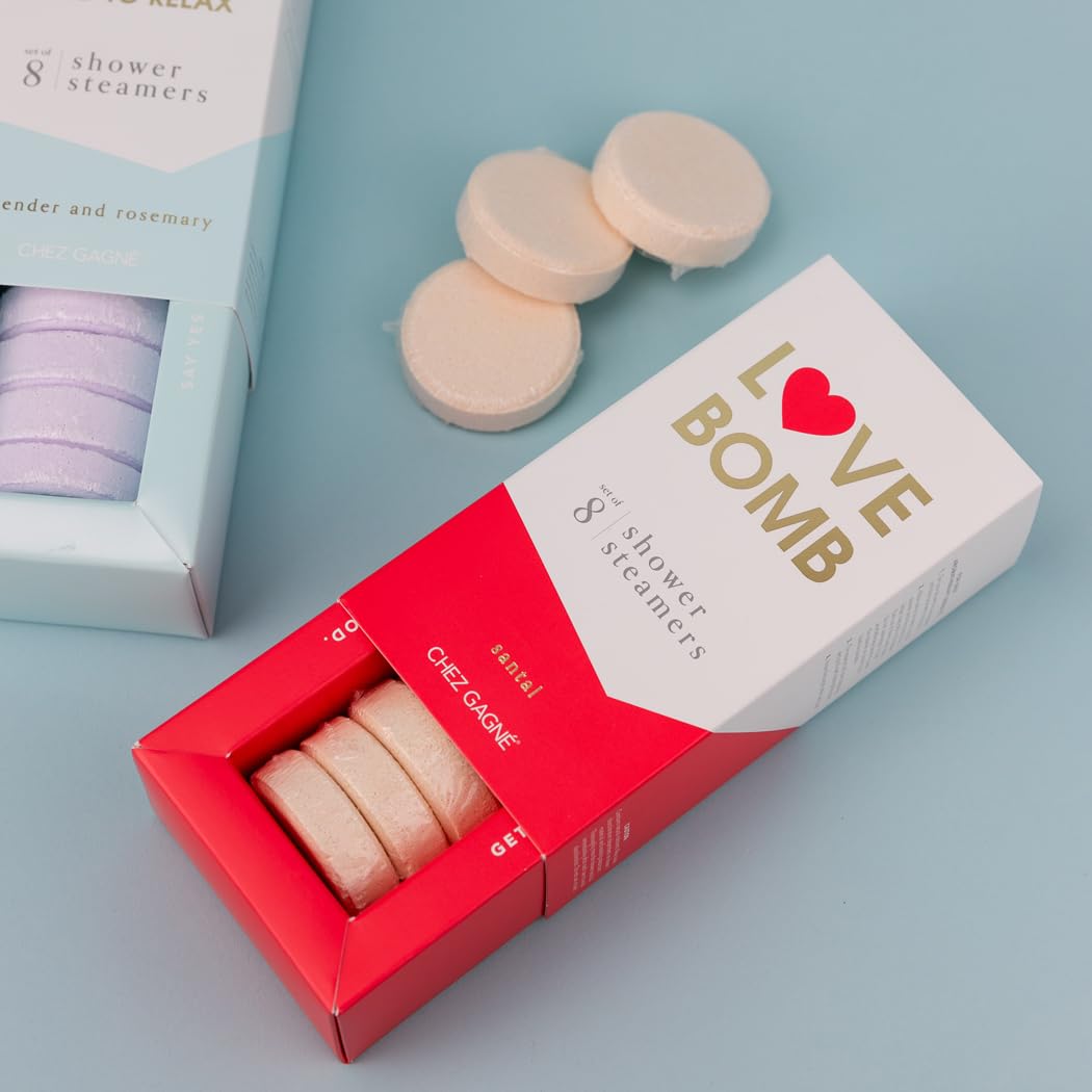 Aromatherapy Shower Steamers - Love Bomb - Santal, Set of 8 - Vegan, Cruelty-Free, Made in USA - Paraben, Sulfate & Phthalate-Free - Romantic Gift Beauty and Personal Care Chez Gagné