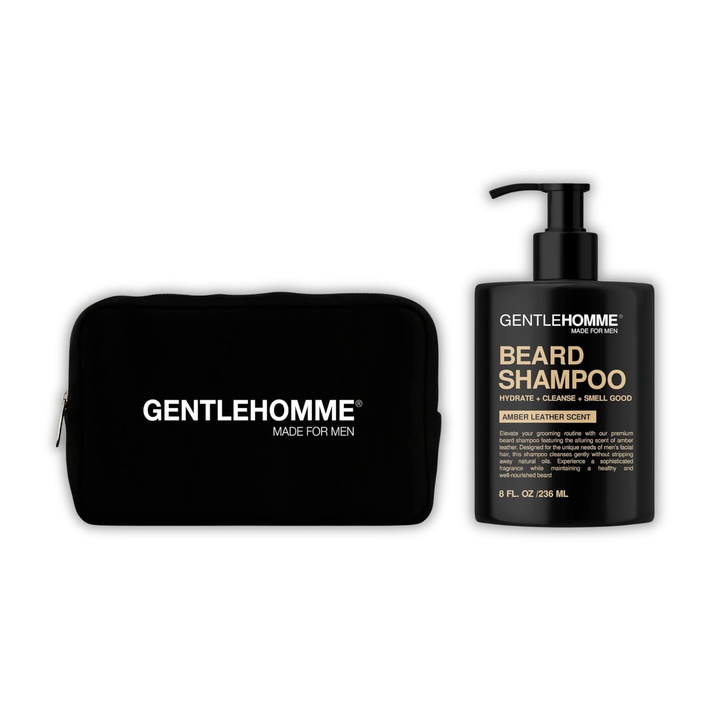 Beard Shampoo & Pouch Kit - Men’s Beard Wash - Hydrate, Cleanse, Soften & Strengthen - For Itchy & Flaky Facial Hair - With Witch Hazel - All Skin Beauty and Personal Care Gentlehomme