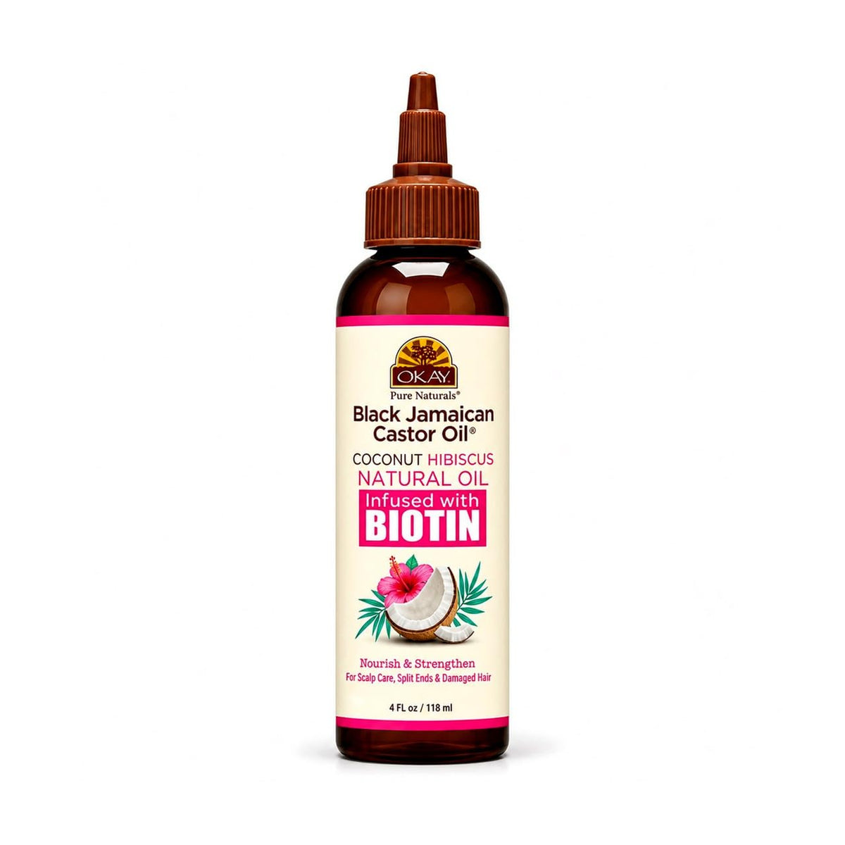 OKAY Black Jamaican Castor Oil & Coconut Hibiscus, 4 oz
