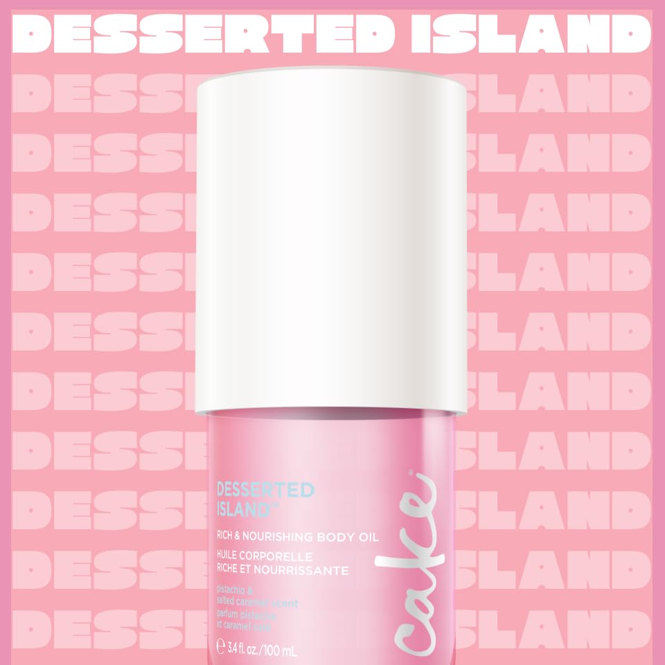 Cake Beauty Body Oil, Desserted Island - Rich & Nourishing Body Oil, Radiance Enhancing - Argan Oil, Aloe, Camelia Leaf Extract - For Dry Skin - 100 Beauty & Personal Care Cake Beauty