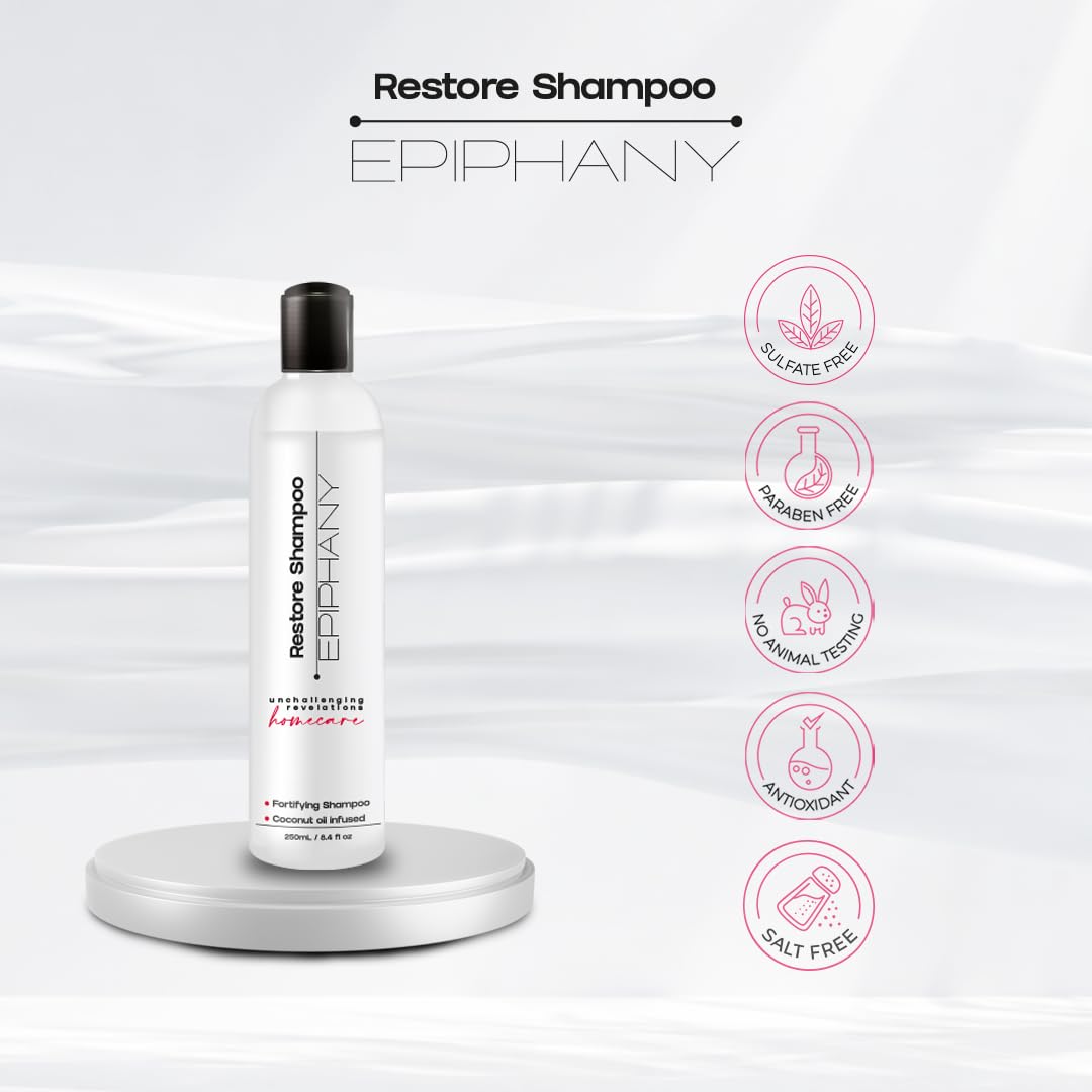 Epiphany Sulfate Free Shampoo - Hydrating Repair for Color Treated & Chemically Processed Hair | Coconut, Avocado & Argan Oil | UV Protection | Daily