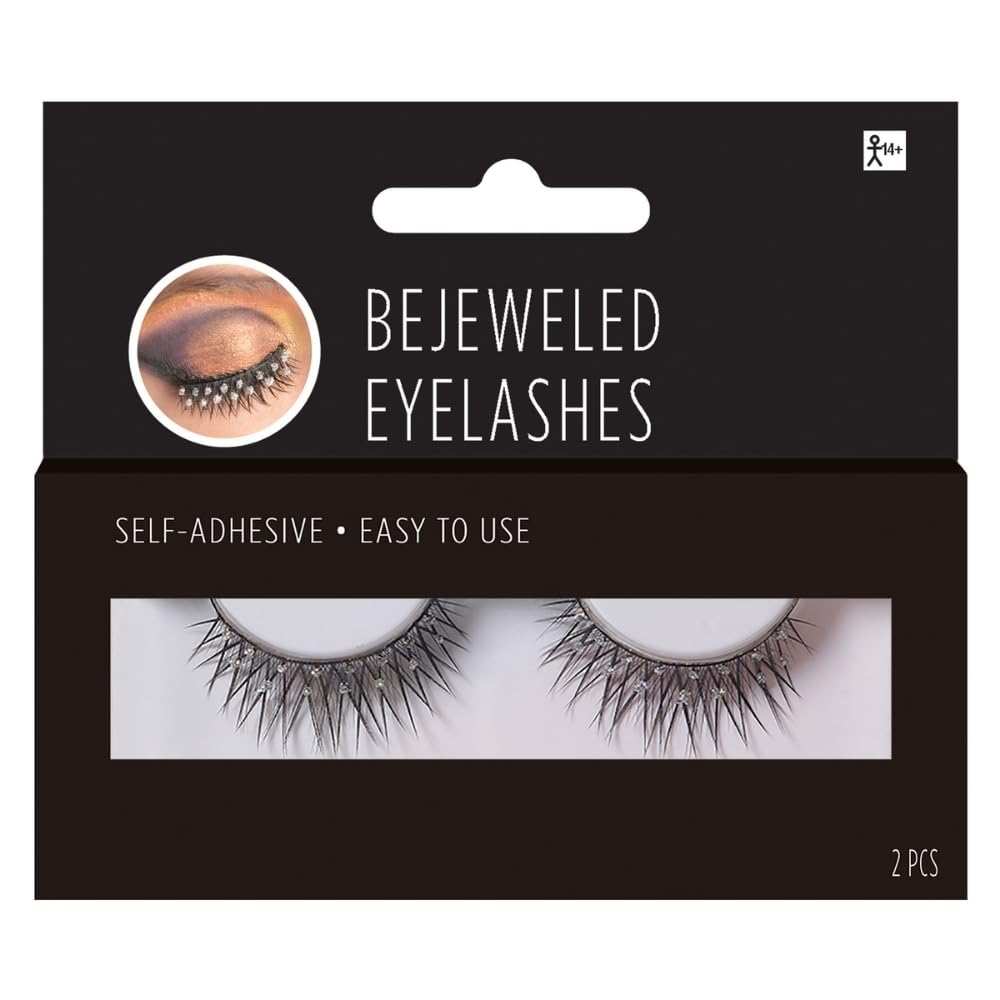 Glamorous Bejeweled Eyelashes - 4-.75" X 5" (1 Pc.) - Stunning Reusable Gemstone Lashes - Perfect for Special Occasions & Parties Beauty & Personal Care Amscan