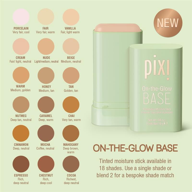 Pixi Beauty On-the-Glow Base| Tinted Moisturizer Foundation Stick | Tan: Golden, tan shade| 0.6 oz / 19g