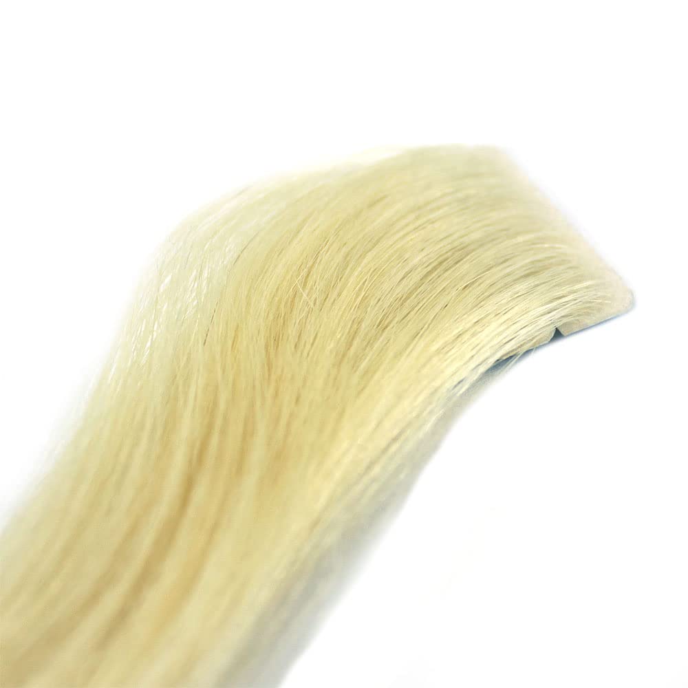 20 Pcs X 18" inches PU Machine Injected Invisible Tape In Seamless Remy Human Hair Extensions (#60 Lightest Blonde)