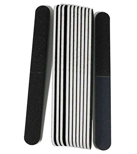 Professional Quality Nail File, Black 4 Way, White Center (100-180/240-600) 12 Pack Beauty & Personal Care Iridesi