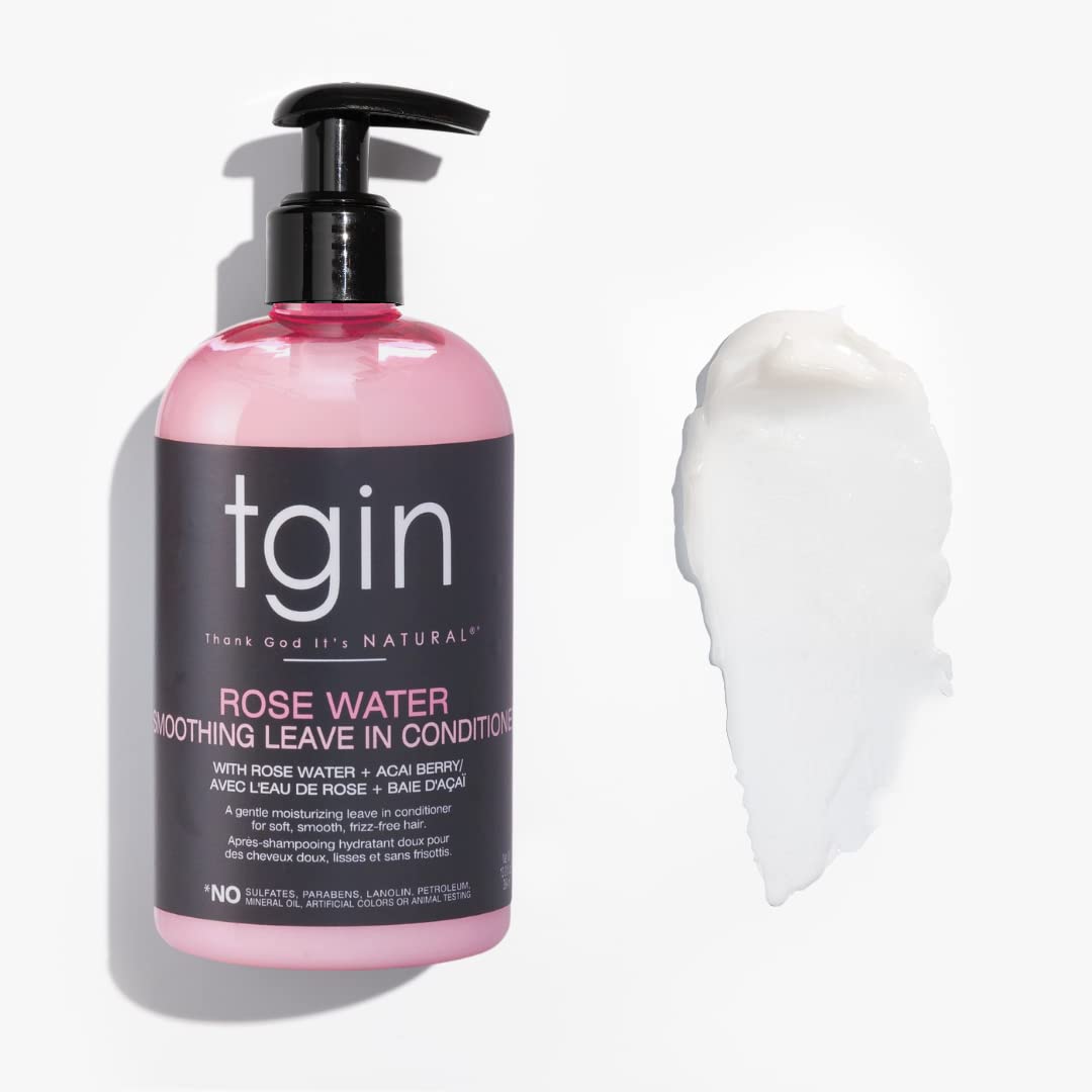tgin Rose Water Smoothing Leave-In Conditioner & Rose Water Defining Styling Gel for Curly, Coily and Wavy Hair, Lightweight Moisture and Curl Beauty & Personal Care Thank God It's Natural