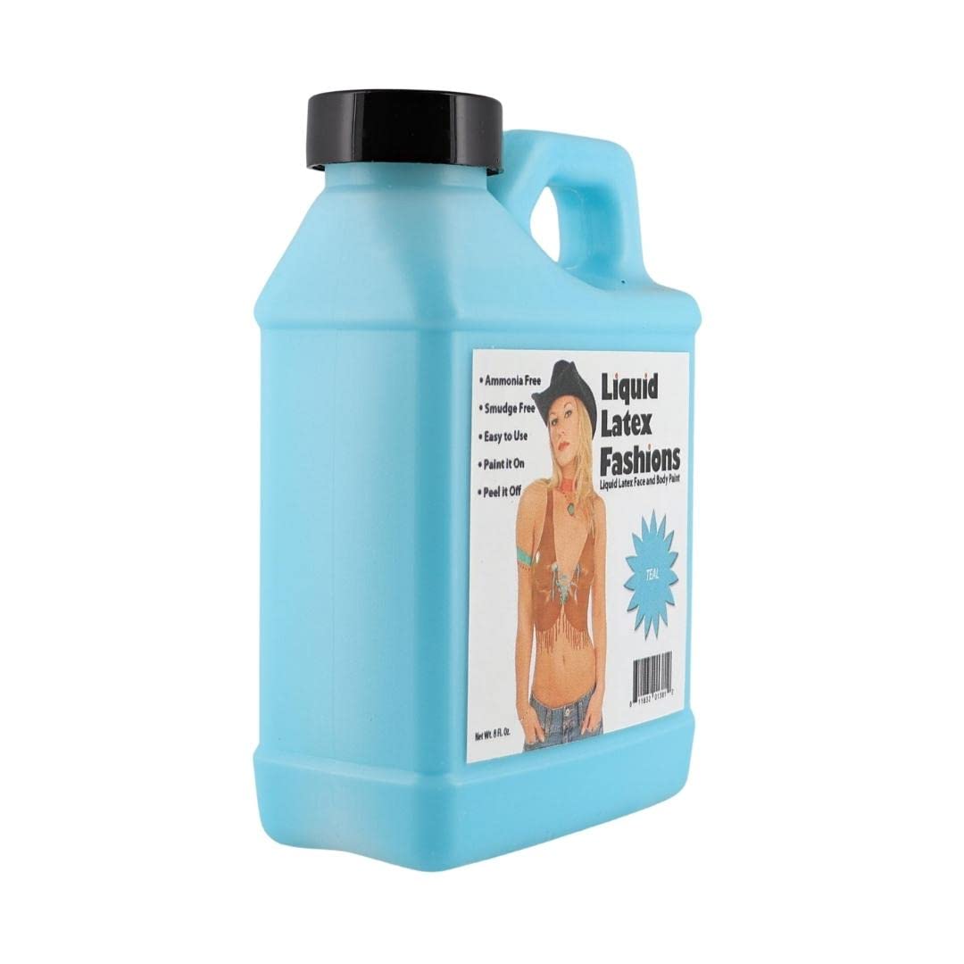 Teal 8 Oz - Liquid Latex Face and Body Paint, Ammonia Free No Odor, Beautiful Arts and Crafts, Nail Protector, Butterfly Designs, Squidward Cosplay Beauty & Personal Care Liquid Latex Fashions