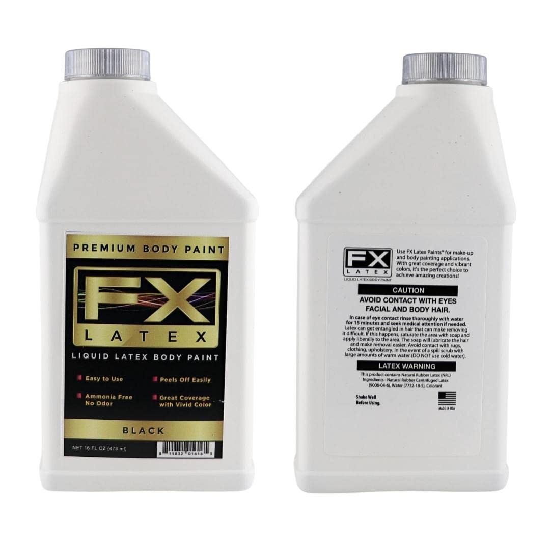 Liquid Latex - Face and Body Paint, Ammonia Free, Easy On and Off, Cosplay Makeup, Create Professional Monster, Zombie Arts 16 Oz (Black) Beauty & Personal Care Liquid Latex Fashions