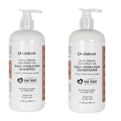 Coconut Daily Hydration Shampoo, 17 fl. oz. & OlaZarah Coconut Oil Conditioner, 17 fl. oz (combination) Beauty & Personal Care OLAZARAH