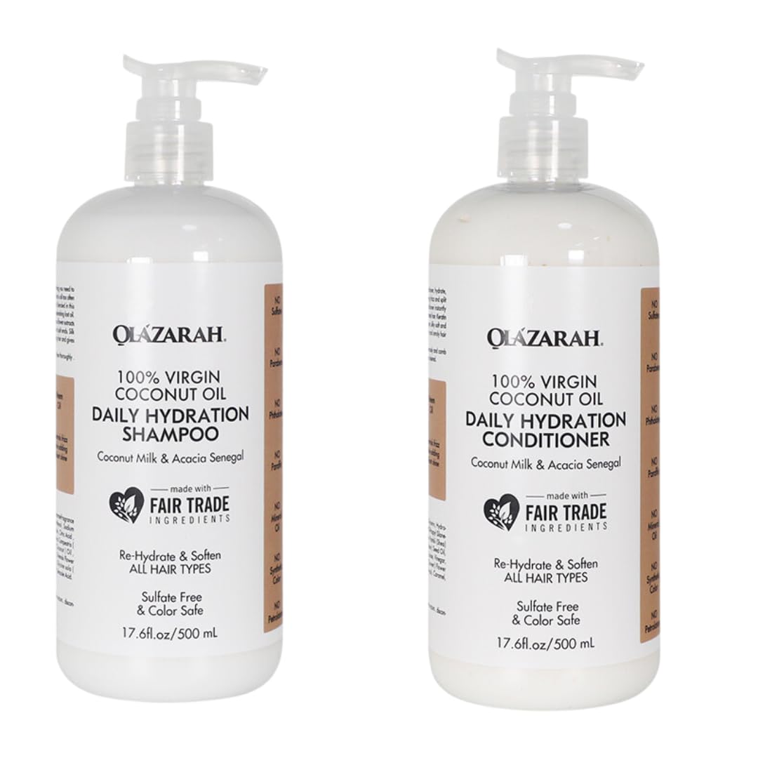 Coconut Daily Hydration Shampoo, 17 fl. oz. & OlaZarah Coconut Oil Conditioner, 17 fl. oz (combination) Beauty & Personal Care OLAZARAH