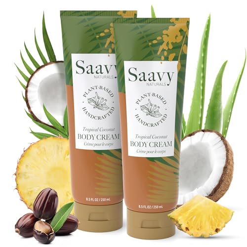 Saavy Naturals Deeply Hydrating Body Cream for Dry Skin - Nourishing Shea Butter, Plant-Based & Sustainably Sourced - Tropical Coconut - 8.5 fl oz, 2 Beauty & Personal Care Saavy Naturals
