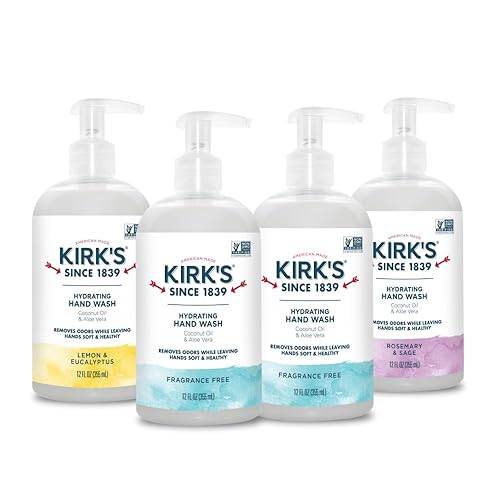 Kirk's Hydrating Hand Wash - Made with Coconut Oil and Aloe Vera, With Odor Neutralizing Technology To Help Eliminate Odors, Non-GMO, Vegan, Variety Beauty & Personal Care Kirk's