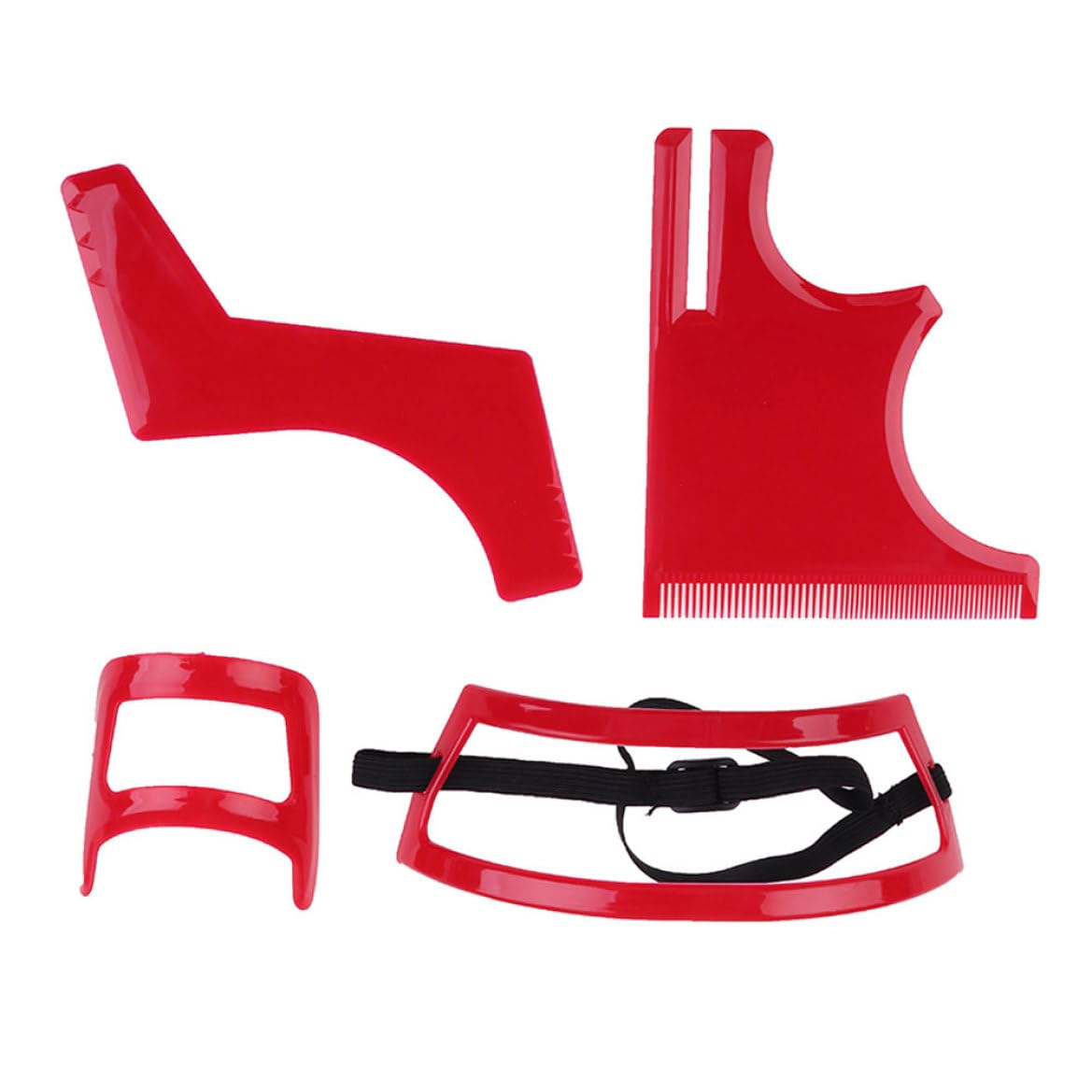 Jeorywoet Beard Shaping Tool Kit Neckline Shaving Template Guide Set for Men Hair Styling Red, Beard Trimmer Template Guide, STANDARD Beauty and Personal Care Jeorywoet