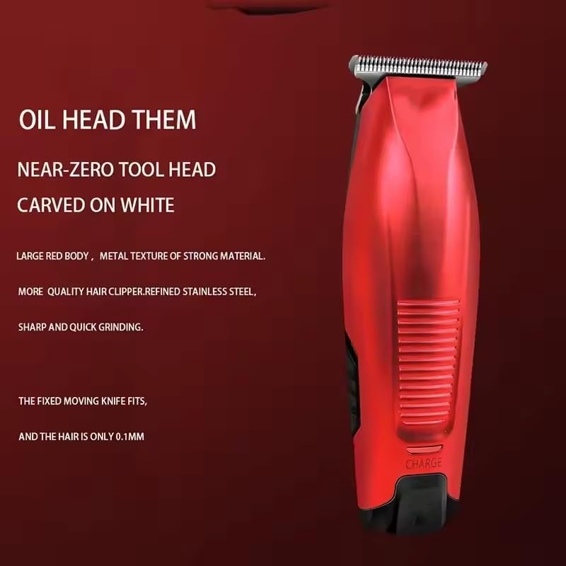 GLESVOWIO Professional Hair Clipper Cordless 0mm Baldheaded Beard Trimmer Red Color Precision Cutter Haircut Machine with 3 Guide Combs Beauty and Personal Care GLESVOWIO