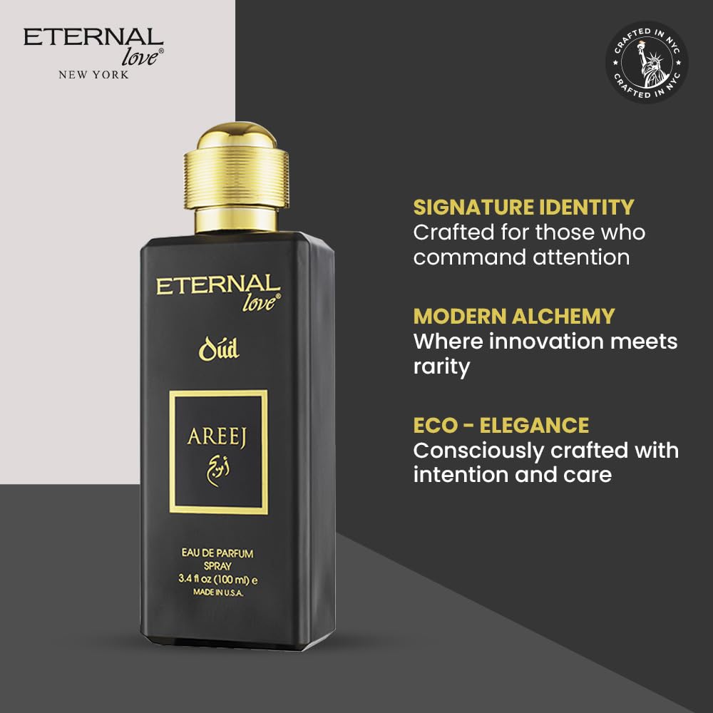 Eternal Love Areej Oud - Long Lasting Unisex Eau de Parfum - Warm Spicy Oriental Fragrance with Oud & Tobacco - Dubai Inspired Arabic Scent - 3.4oz Beauty & Personal Care Eternal Love