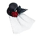 LEORX Small Top Hat Black Veil Hair Clip Flower Decor Top Hat Hair Accessories for Masquerade and Halloween Beauty & Personal Care LEORX