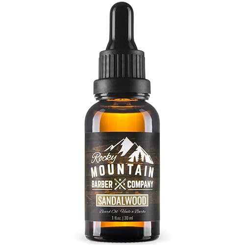 Rocky Mountain Barber Company Men’s Sandalwood Beard Oil Featuring Grapeseed Oil, Coconut Oil, Argan Oil and Real Sandalwood Essential Oil Beauty & Personal Care Rocky Mountain Barber Company