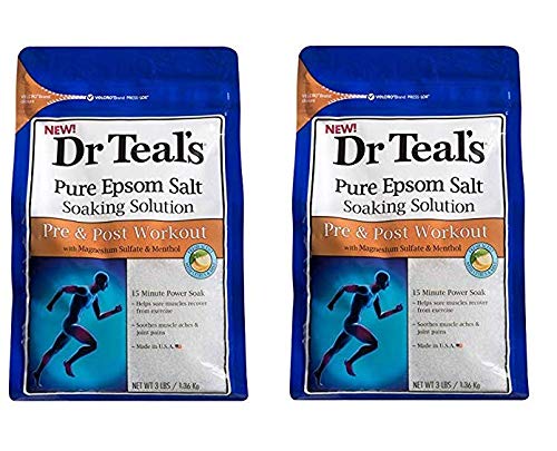 Dr Teal's Pre & Post Workout Bath Soak Gift Set (2 Pack, 3lbs Ea) - 15 Minute Power Soak with Magnesium Sulfate & Menthol - Essential Oils Blended Beauty and Personal Care Dr Teal's