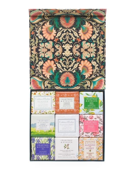 Crabtree & Evelyn Triple Milled Bar Soap 9 Pc Set 3.5 oz Each (Gardeners, Summer Hill, Nantucket, Iris, Goat Milk, Rosewater, Citron, Almond & Honey Beauty & Personal Care Crabtree & Evelyn