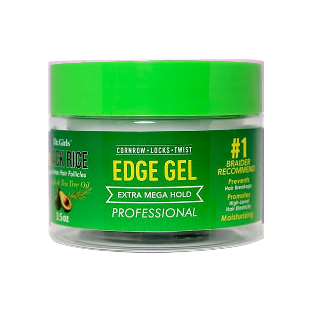 Dr. Girls Rice Water Edge Gel - Extra Mega Hold for Cornrows, Locs & Twists with Biotin, Castor Oil 3.5oz (Avocado & Tea Tree Oil) Beauty & Personal Care Dr.Girls